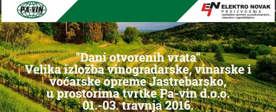 Posjetite nas na danima otvorenih vrata tvrtke Pavin d.o.o. Jastrebarsko 01.-03.04.2016.